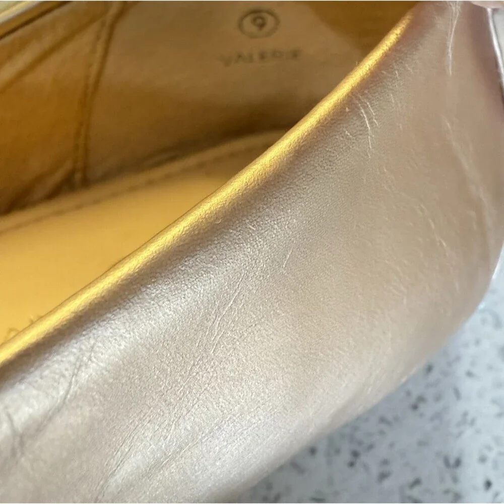 Yosi Samra Womens Valentina Flats Leather Metallic Rose Gold Slip On Mule Sz 9